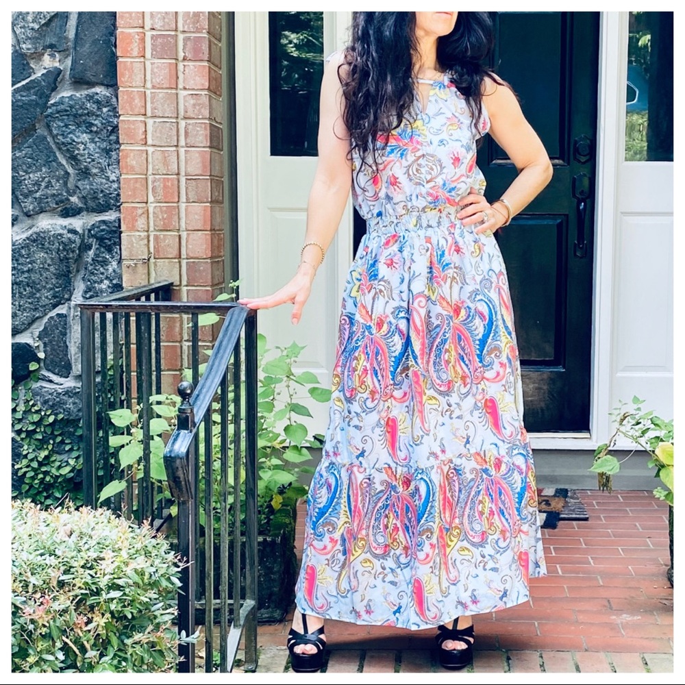 BOHO GYPSY CHIC FLIRAL TANK MAXI DRESS - Picture 3 of 8